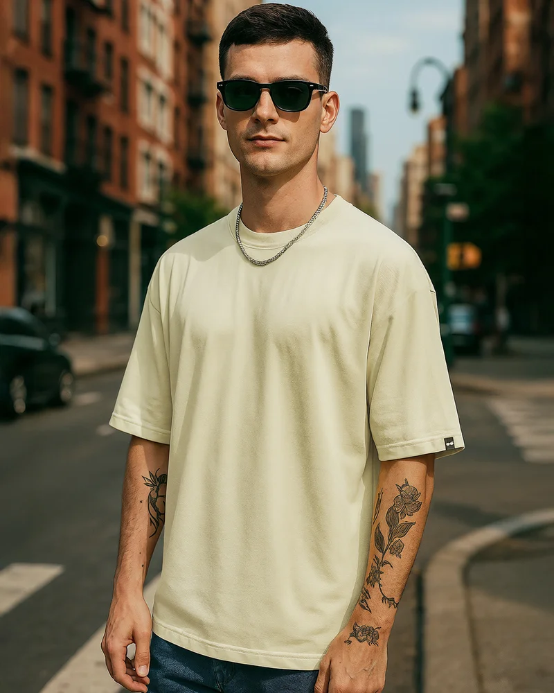 بيواكوف Men's Off White Oversized T-shirt